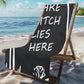 Gothic Beach Towel - A Witch Lies Here - Polyester Gothic Towel