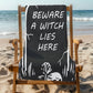 Gothic Beach Towel - A Witch Lies Here - Polyester Gothic Towel