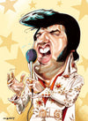Sebastian Cast - ELVIS - Caricature de musicien - Impression d'art