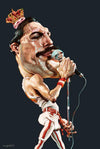 Sebastian Cast - FREDDY - Caricature de musicien de Queen - Impression d'art