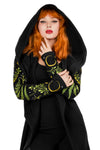 Restyle - Herbal Hoodie - Long pagan Hoodie with fern and crescent oversized hood