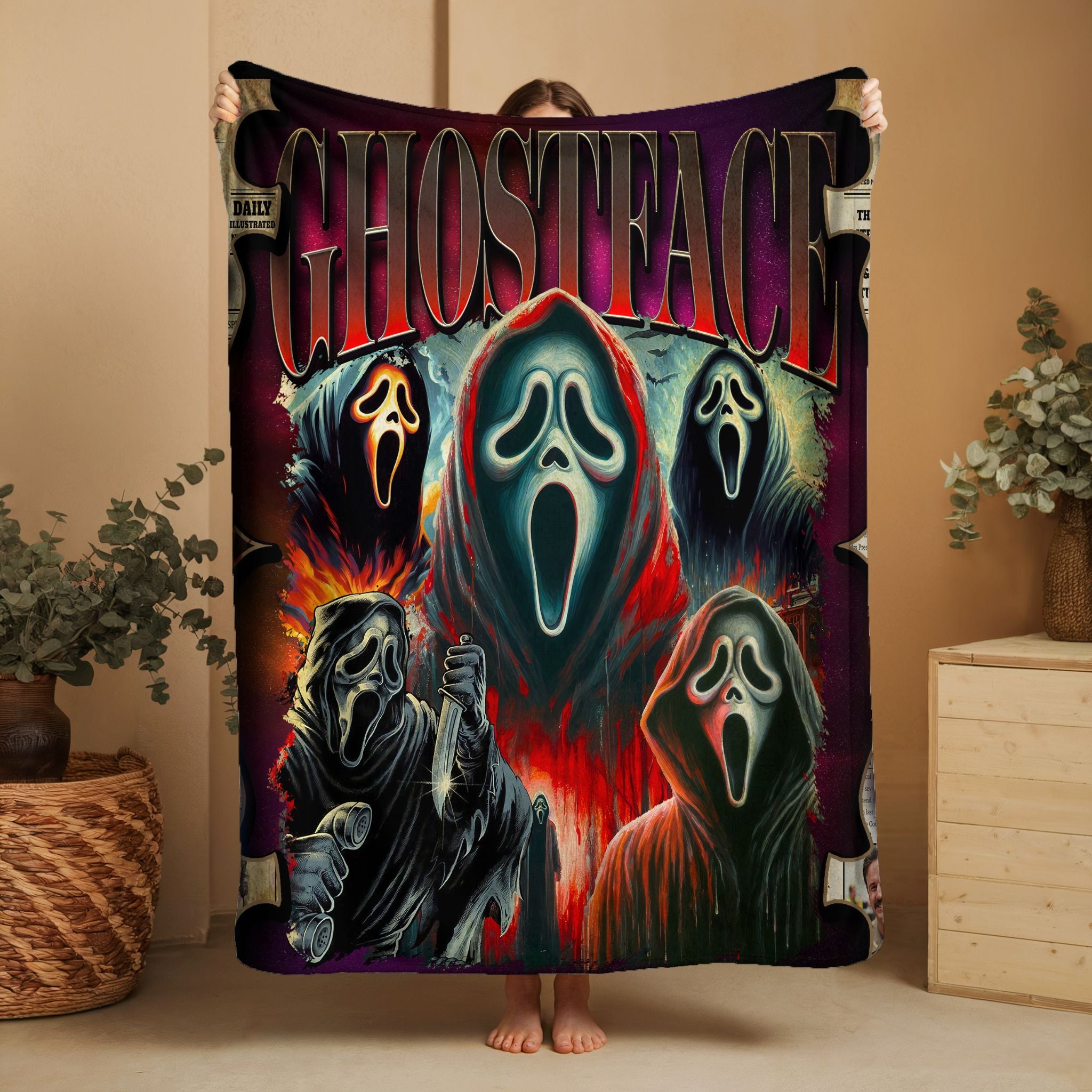 Horror Movie Blanket - Scream Blanket - Luxury Twin / Double Fleece Blanket