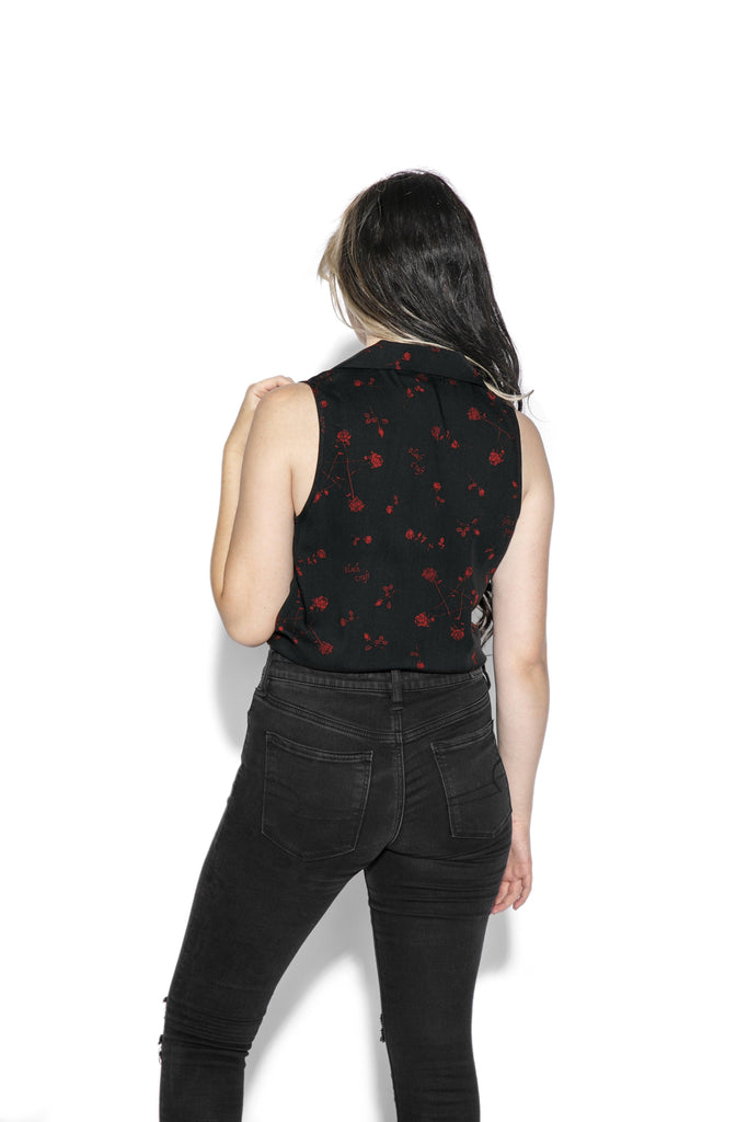 Blackcraft Cult - Pentagram Rose - Tie Front Button Down Top - Wild Star Hearts 