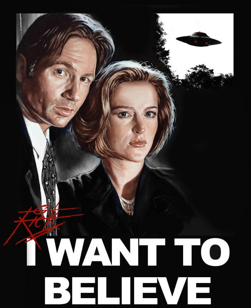 I Want To Believe - Movie Art by Rick Melton - T-Shirt - Wild Star Hearts 