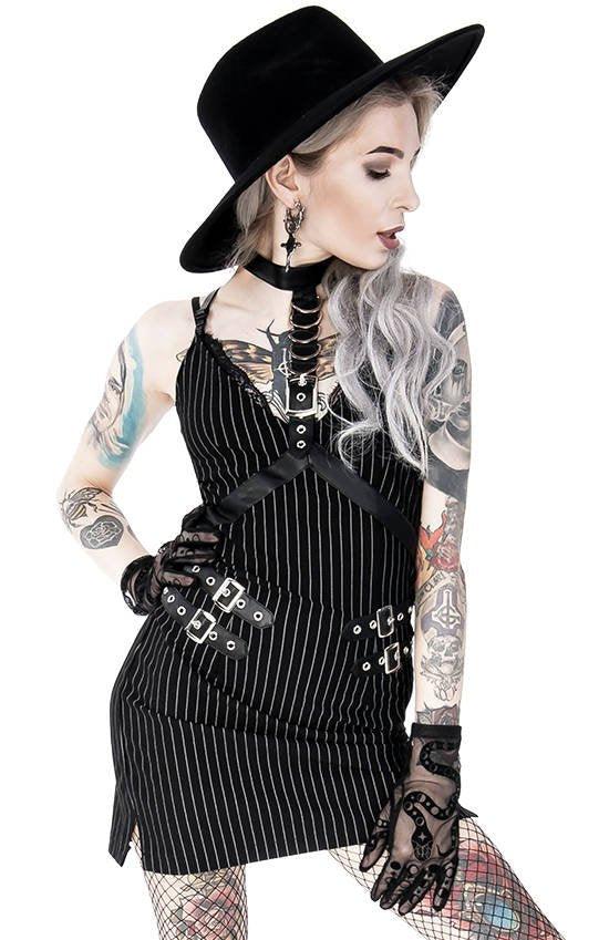 Restyle - Collared Pinstripe - Pinstripe Mini Dress - Wild Star Hearts 