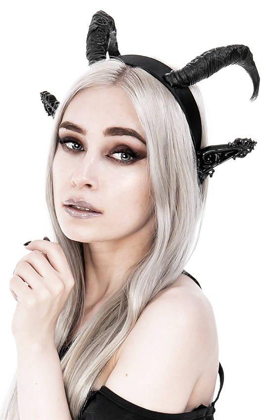 Restyle - DARK ELF HORNS - Gothic Headpiece, Black Headband, Satan Horns - Wild Star Hearts 