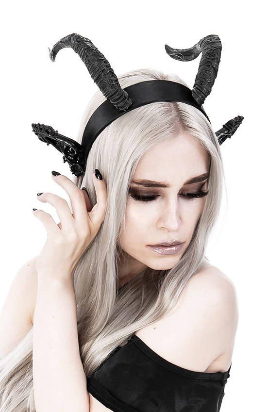 Restyle - DARK ELF HORNS - Gothic Headpiece, Black Headband, Satan Horns - Wild Star Hearts 