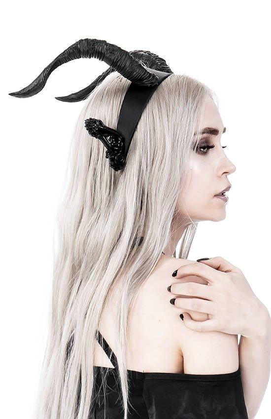 Restyle - DARK ELF HORNS - Gothic Headpiece, Black Headband, Satan Horns - Wild Star Hearts 