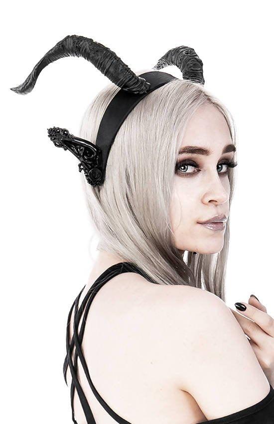 Restyle - DARK ELF HORNS - Gothic Headpiece, Black Headband, Satan Horns - Wild Star Hearts 