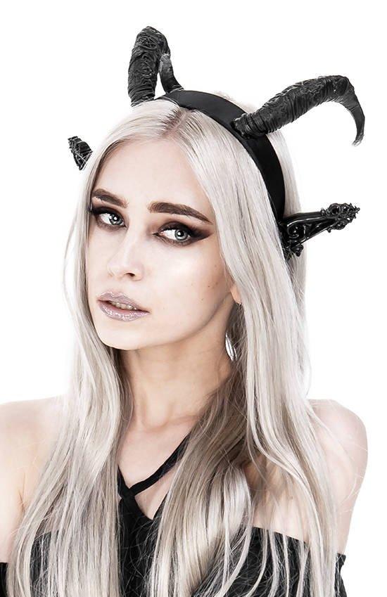 Restyle - DARK ELF HORNS - Gothic Headpiece, Black Headband, Satan Horns - Wild Star Hearts 