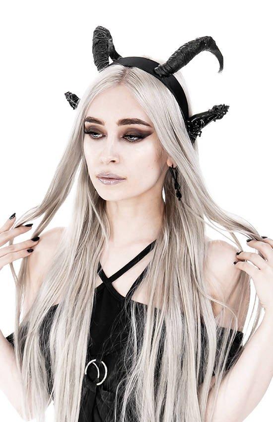 Restyle - DARK ELF HORNS - Gothic Headpiece, Black Headband, Satan Horns - Wild Star Hearts 