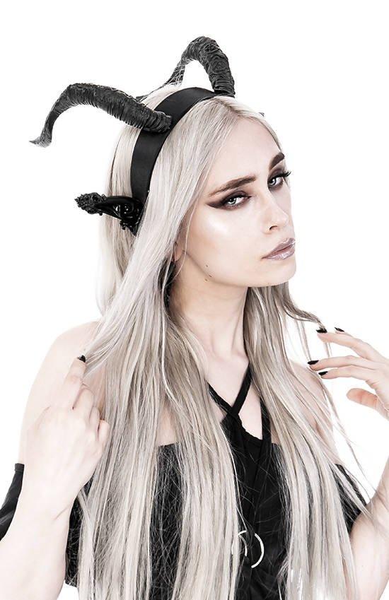 Restyle - DARK ELF HORNS - Gothic Headpiece, Black Headband, Satan Horns - Wild Star Hearts 