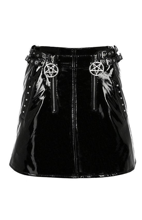 Restyle - Double Vinyl Pentagram Skirt - Wild Star Hearts 