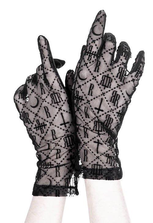 Restyle - Luxurious Goth - Mesh Gloves - Wild Star Hearts 