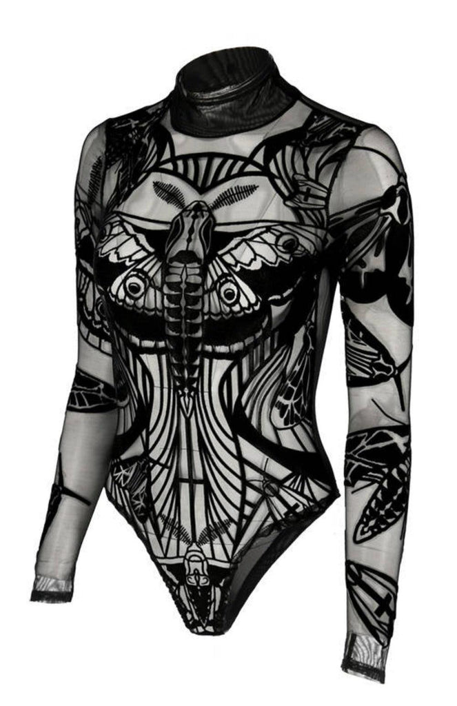 Restyle - Moths Contour mesh bodysuit - Wild Star Hearts 