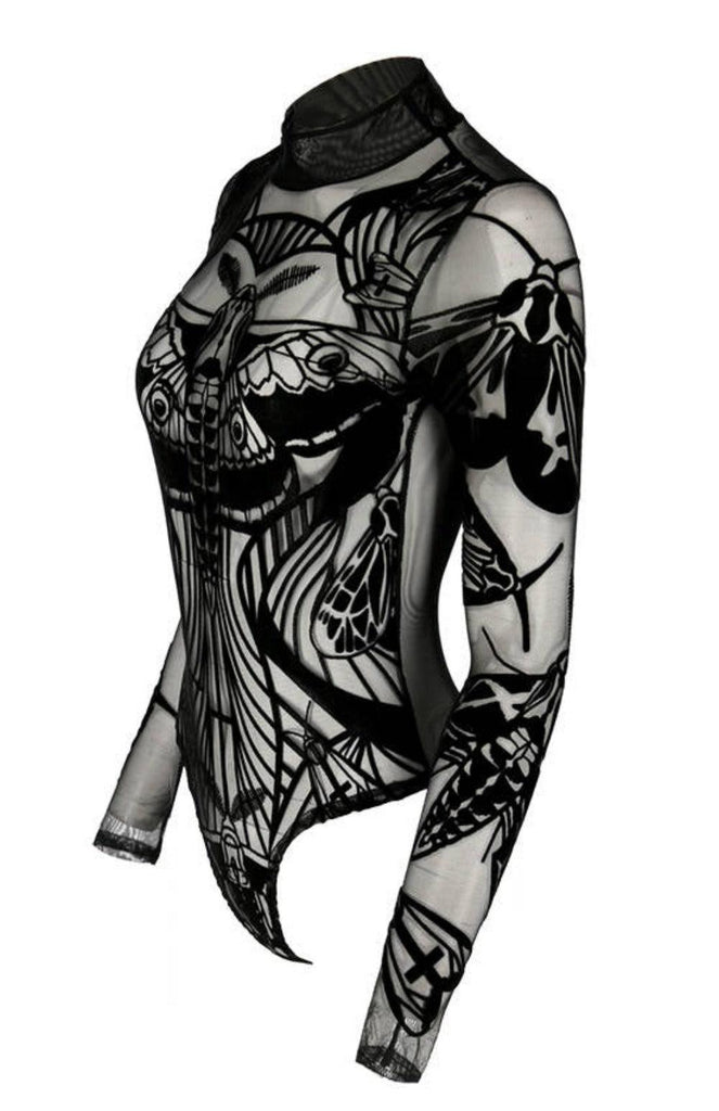 Restyle - Moths Contour mesh bodysuit - Wild Star Hearts 