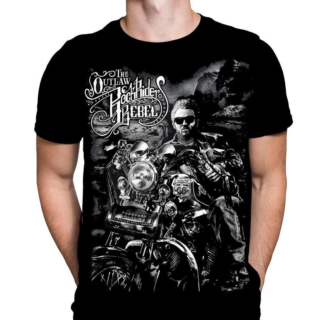 The Outlaw - Mens Biker T-Shirt - Wild Star Hearts 