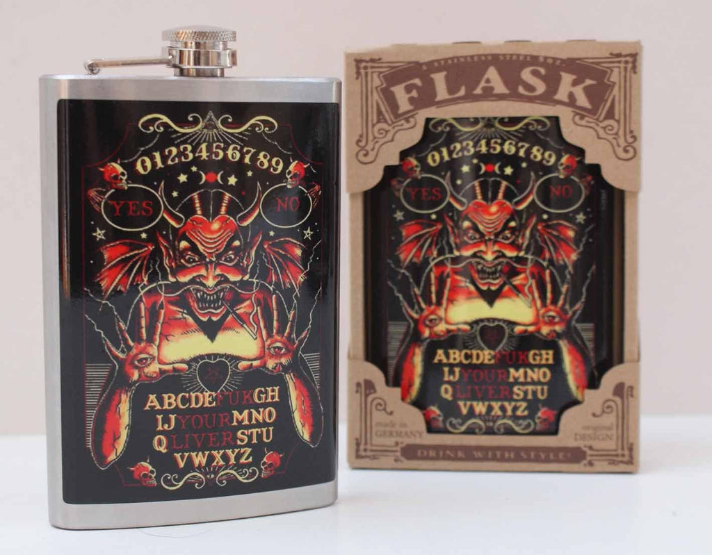 Wild Star - FCUK YOUR LIVER OUIJA Stainless Steel 8oz. 240ml Screw Top Hip Flask - Wild Star Hearts 