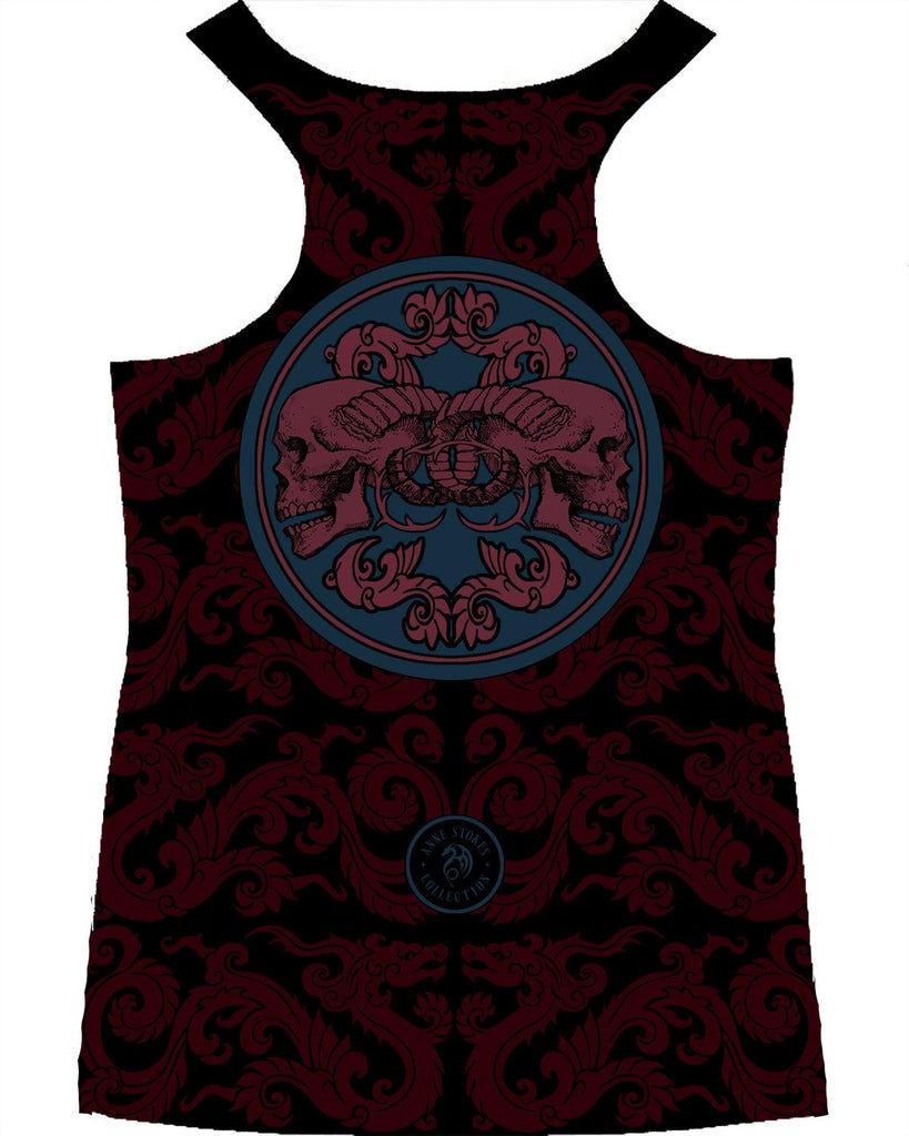 WILD STAR - GEISHA SKULL - Women's Vest Top by Anne Stokes - Wild Star Hearts 