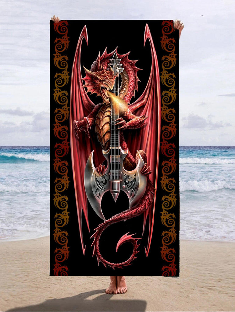 Wild Star Hearts - Power Chord - Beach Towel - Anne Stokes Art - Wild Star Hearts 