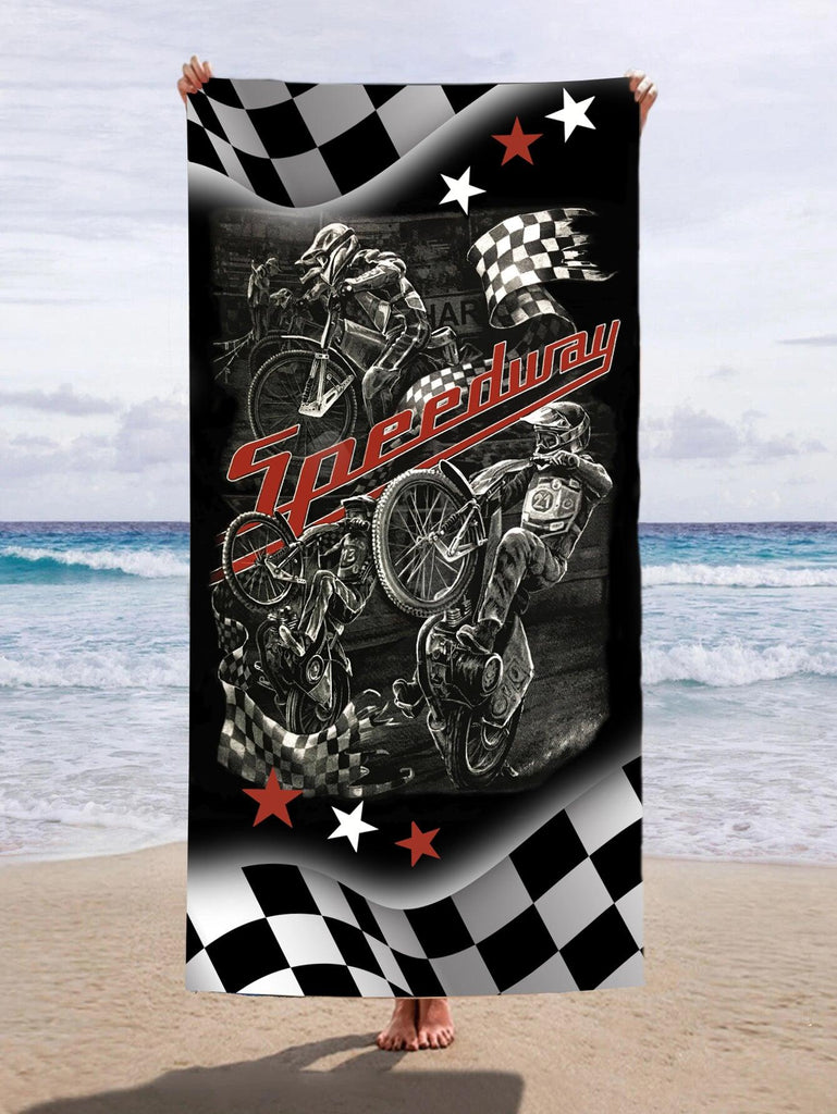 Wild Star Hearts - Speedway Chequered Flag - Beach Towel - Wild Star Hearts 