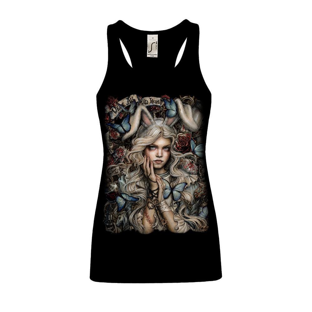 WSH - Back To Wonderland - Womens razor back Tank Top - Black - Wild Star Hearts 