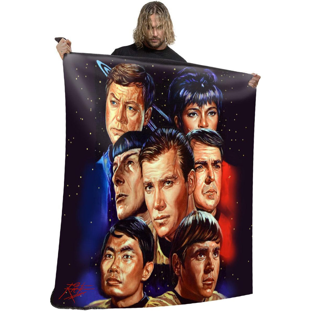 WSH - Star-Trek Collage - Fleece Blanket / Throw / Tapestry - Wild Star Hearts 